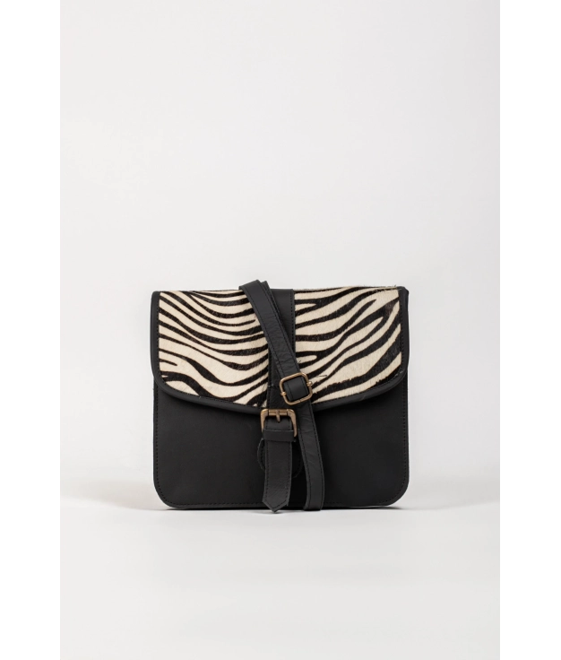 Bolso de piel Udine - Negro/Cebra  PIANNO 39