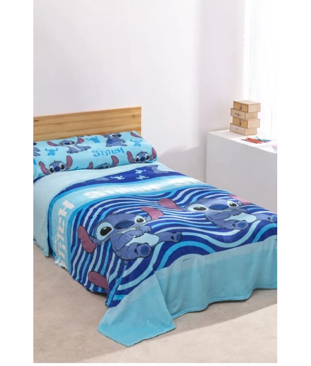 ENSEMBLE DE DRAPS DE LIT POUR ENFANTS CORALINA STITCH - BLEU