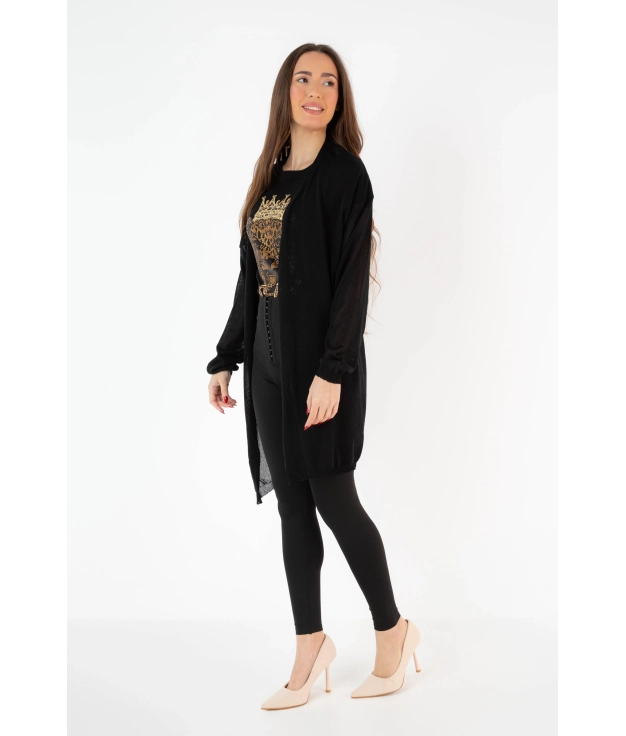 Ferca Knitted Cardigan - Black Pianno 39