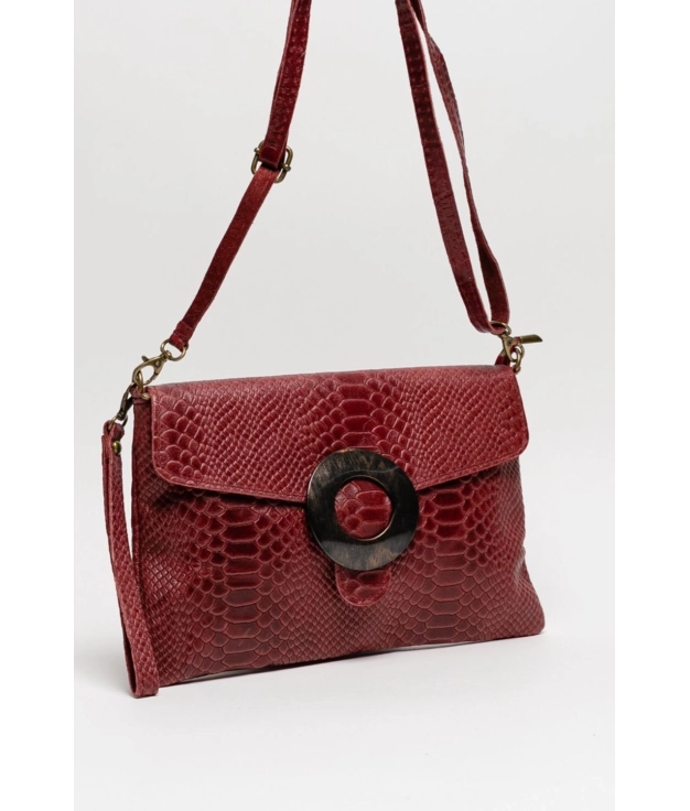 Bolsa crossbody em couro Cris -vermelho escuro