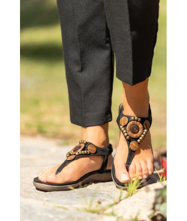 Flat sandal Aria - Black pianno39