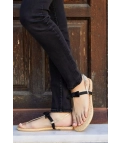 Sandale plate Leanka - Black Pianno 39
