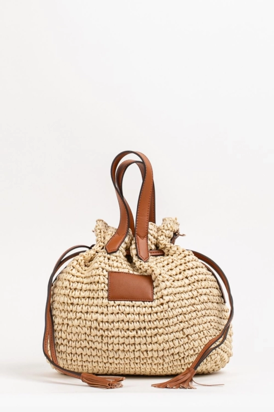 Sac bowler Rousse à effet raphia - Beige Pianno39 2