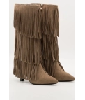 Botte haute à franges Indina - beige pianno 39