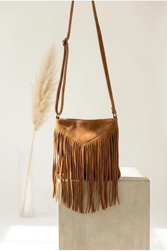 Sac à bandoulière à franges - Marron ♥ Pianno39