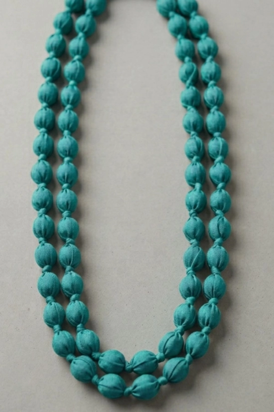 Collar Textil de Doble Vuelta - Aguamarina