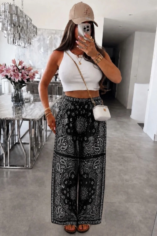 Pantalón ancho Tropical - Negro Pianno39
