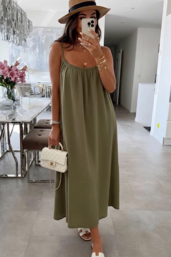 Vestido largo Genil - Kaki Pianno39