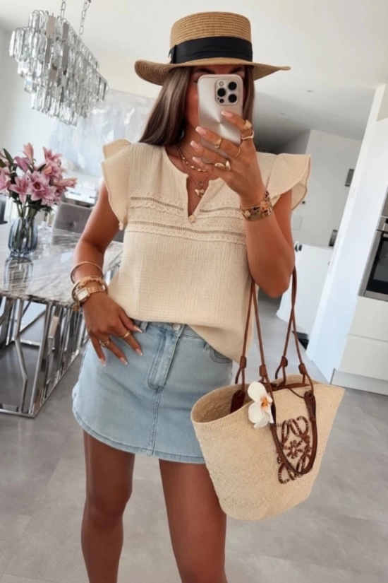 Top de gasa Oise - Beige Pianno39 2