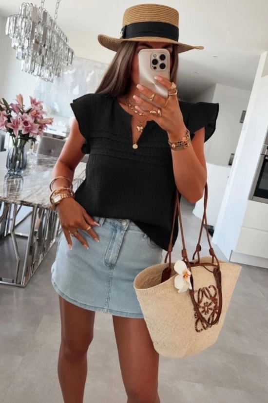 Top de gasa Oise - Negro Pianno39