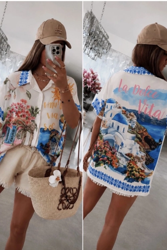 Camisa Oversize Grecia - Estampado