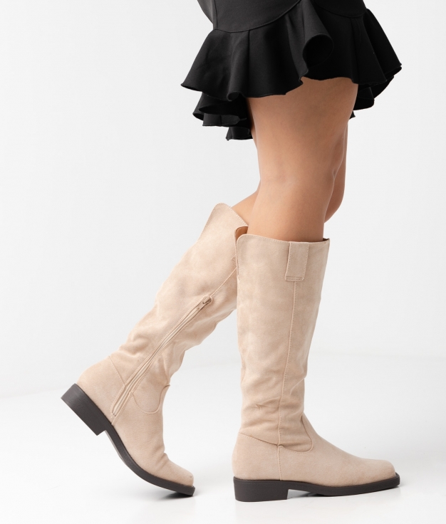 Carlie Knee-length Boot - beige