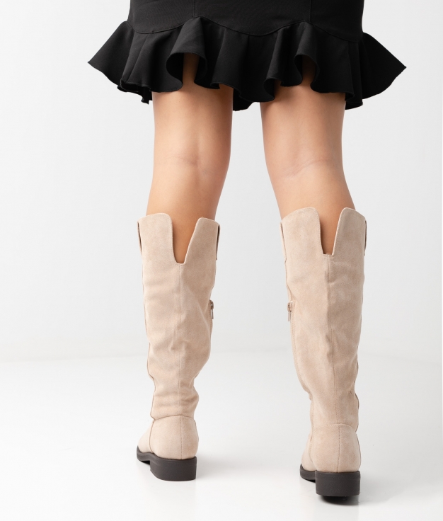 Carlie Knee-length Boot - beige