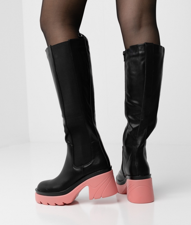CARMIA KNEE-LENGHT BOOT - BLACK/PINK