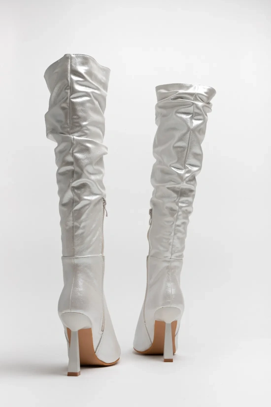 HIGH VELOR BOOT - SILVER