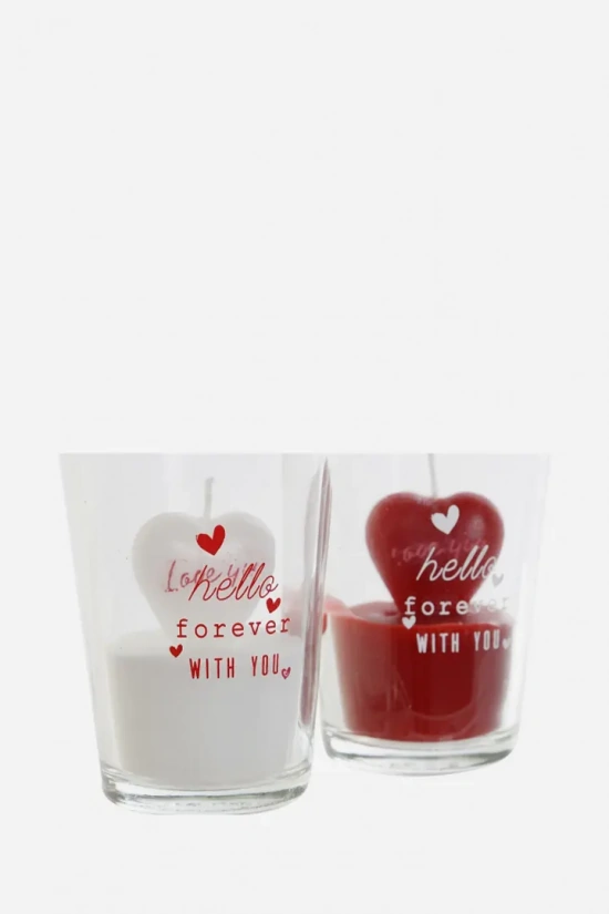 DUO OF CANDLES LOVE FOREVER WHITE RED
