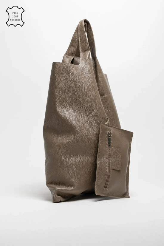 COWES LEATHER BAG - TAUPE