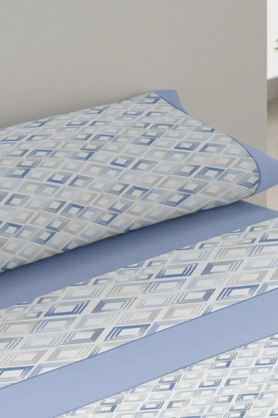 DONEGAL COLLECTIONS RHOMBUS SHEET SET - BLUE
