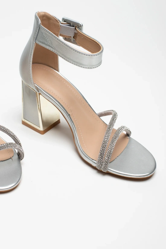 SILENA HEELED SANDALS - SILVER