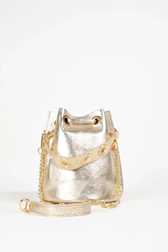 LOUPE LEATHER BAG - GOLD