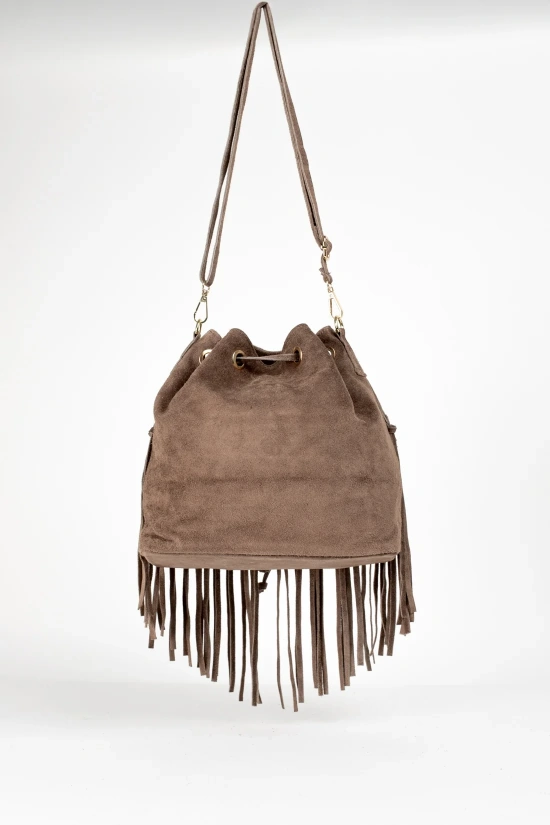MAUMERE LEATHER BAG - DARK TAUPE
