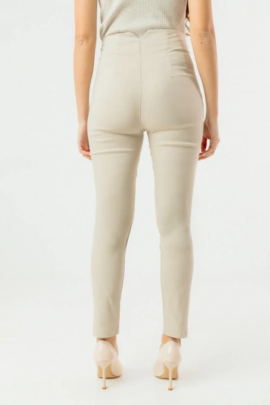 Leather Look Leggings - Cream