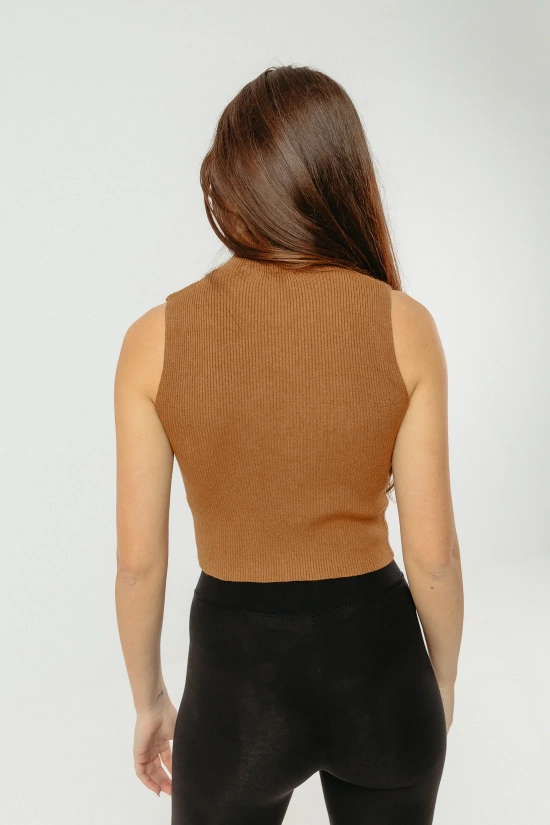 CARPLA KNITTED TOP - CAMEL