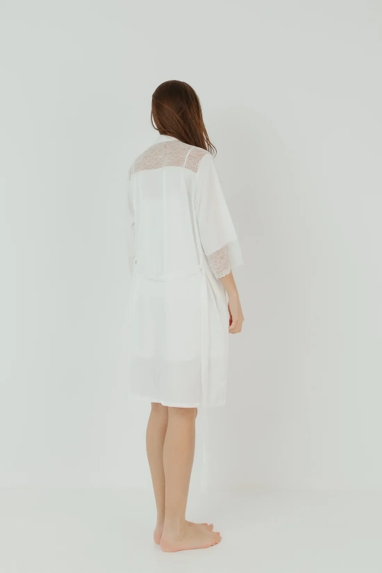 LIYAS LINGERIE DRESSING GOWN - WHITE