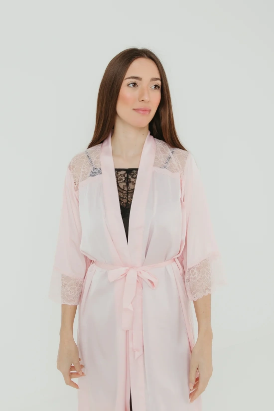 LIYAS LINGERIE DRESSING GOWN - PINK