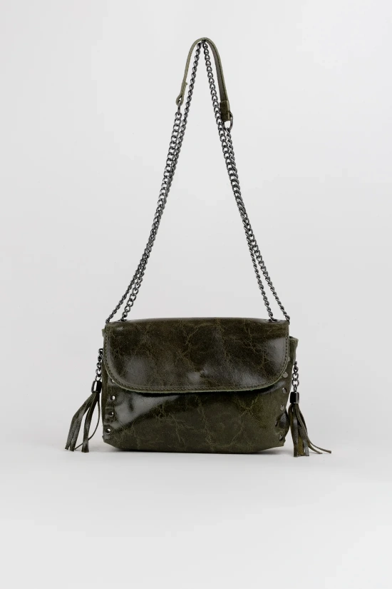 SUSI LEATHER MESSENGER BAG - ARMY GREEN