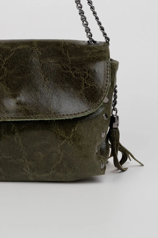 SUSI LEATHER MESSENGER BAG - ARMY GREEN